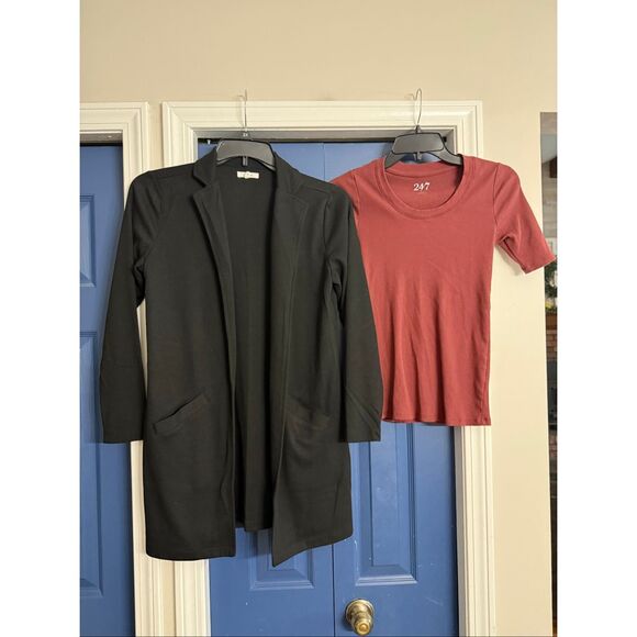 Maurices Black Cardigan and Ribbed Tee Bundle Size XS - Picture 1 of 8